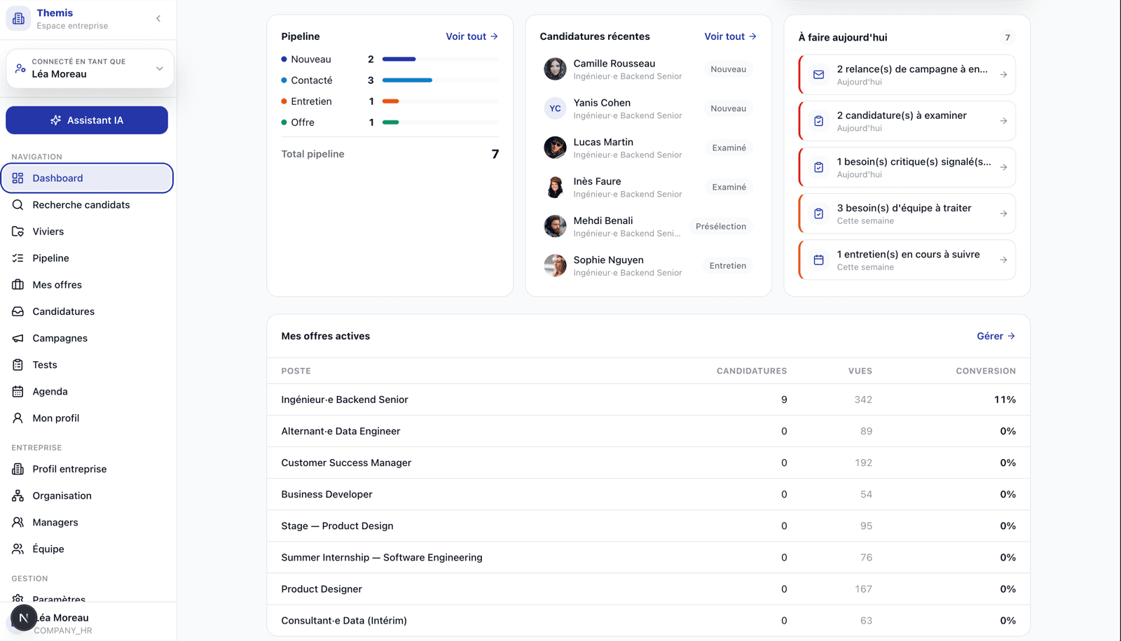 Une multitude d’outils RH réunis dans une seule application Themis